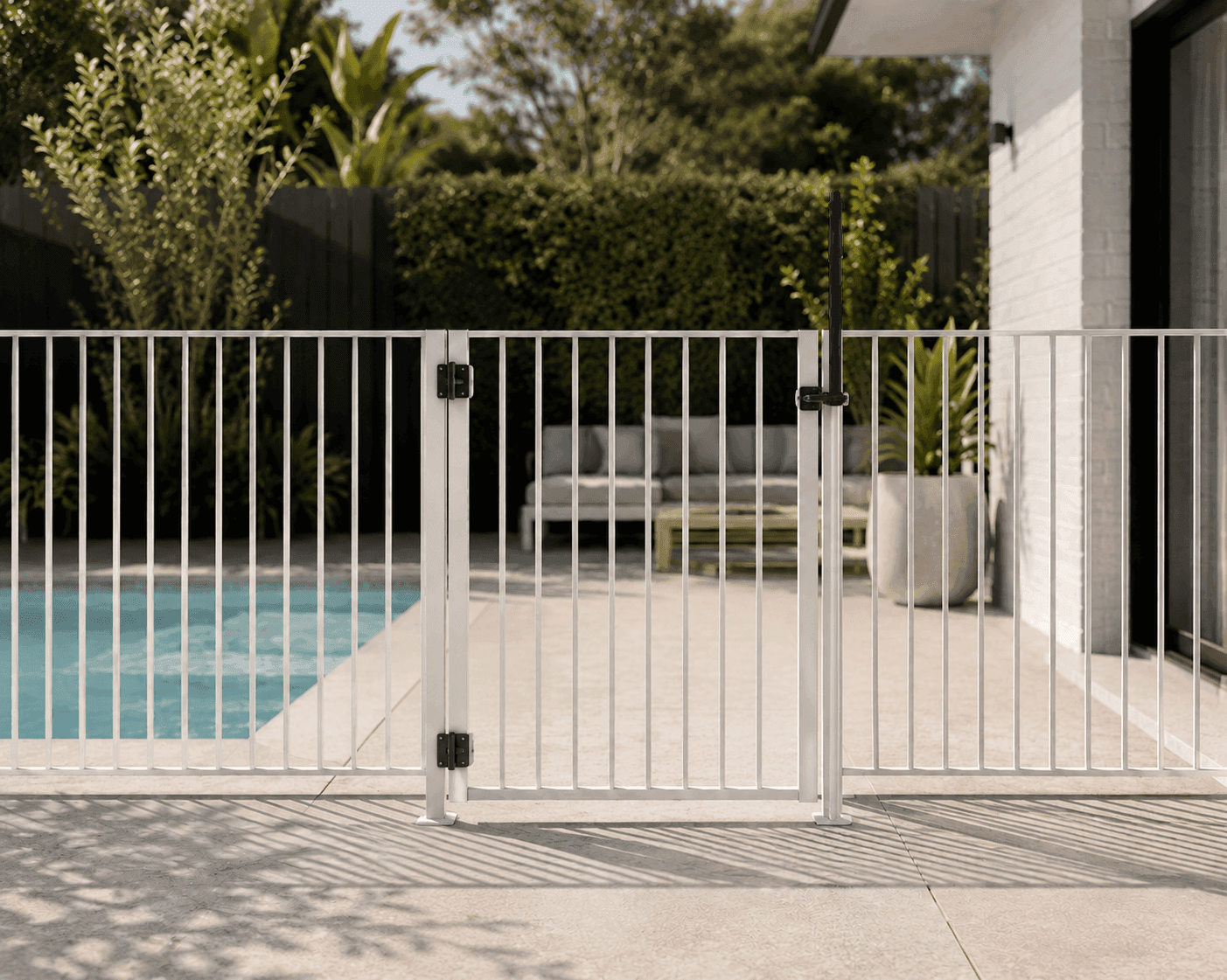 White Slimline front fence and gate in Subiaco